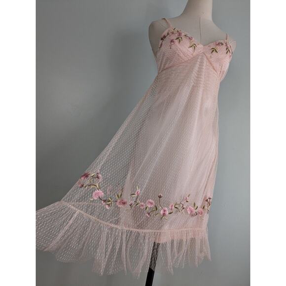 Vintage Sue Wong Mini Dress 2 Pink Y2K Fairy Nymph Floral Babydoll Lace Bead - Picture 6 of 14